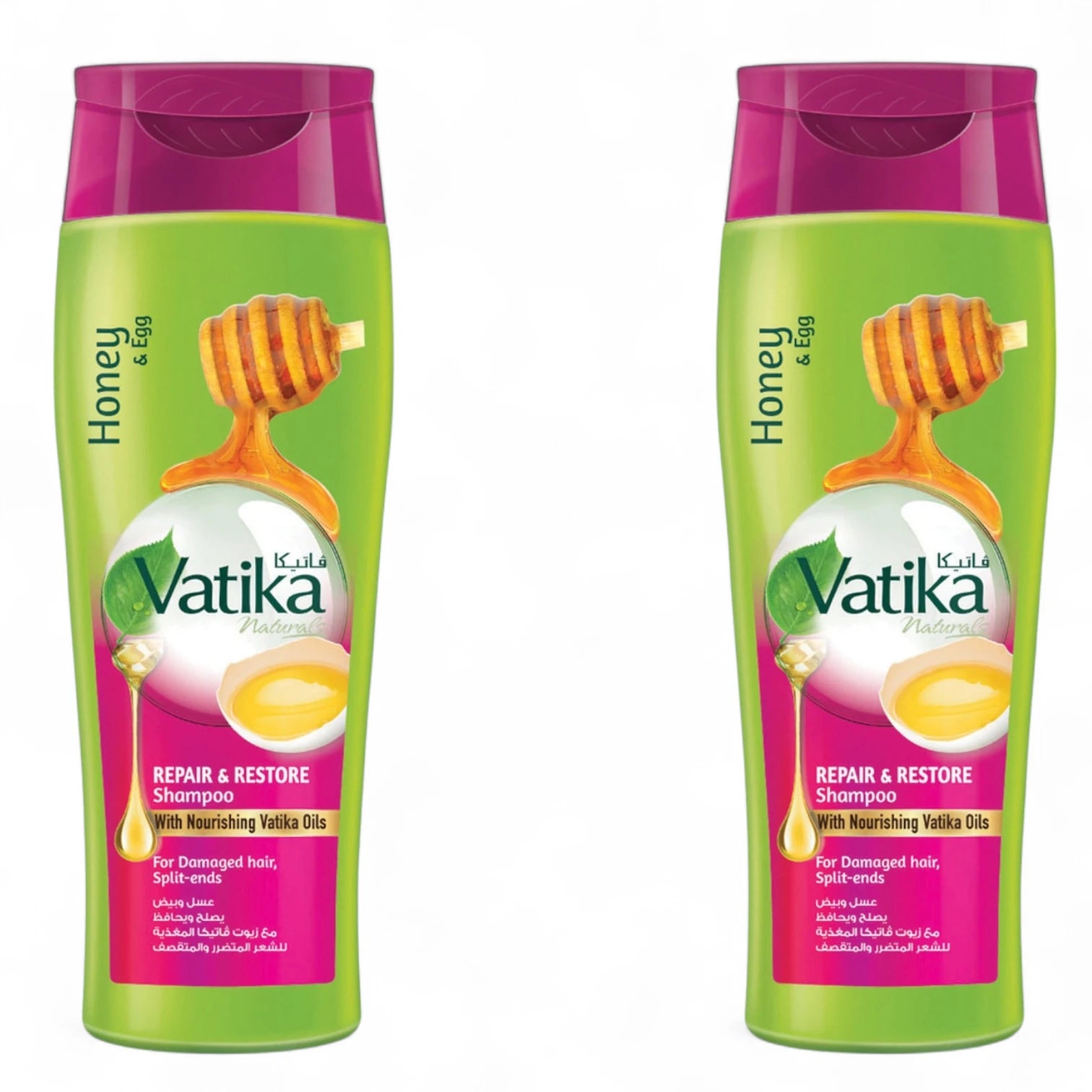 Vatika Naturals Repair & Restore Shampoo | Super Value Pack (2 x 400ml) | With Honey, Egg Extract & Vatika Oils | For Damaged Hair & Split Ends | Paraben-Free - Damoo
