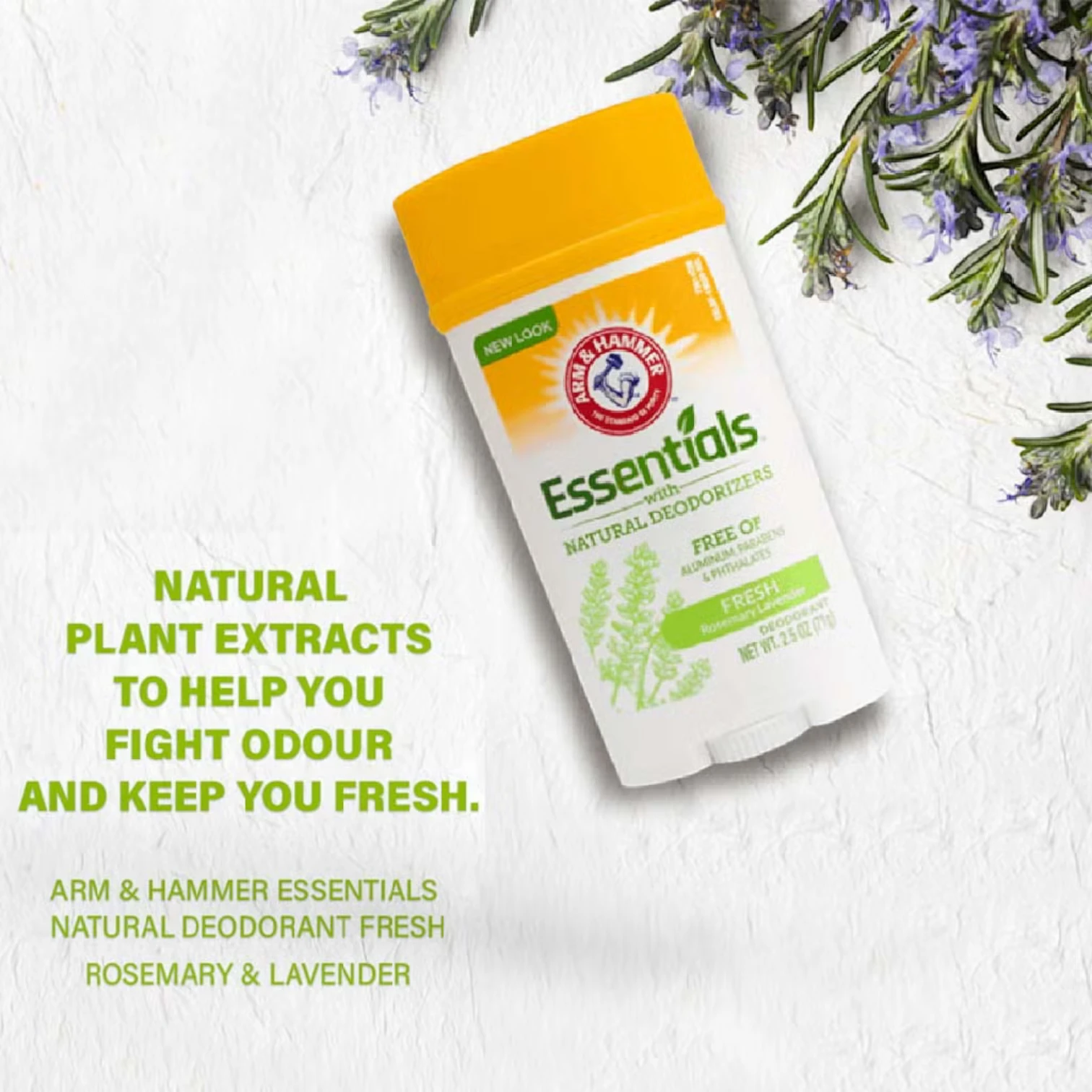 Arm & Hammer Essentials Natural Deodorant Stick Rosemary & Lavender – Twin Pack (2 x 71g) | 24H Odor Protection | Aluminum-Free, Paraben-Free & Gentle on Skin - Damoo