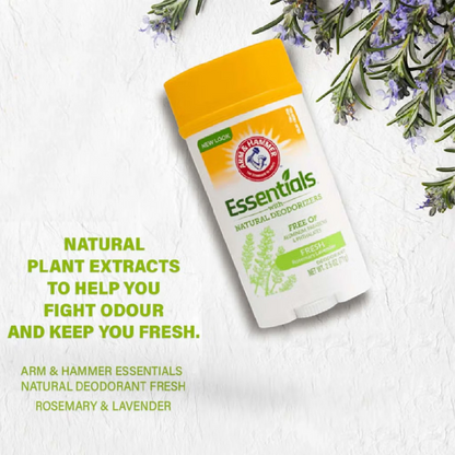 Arm & Hammer Essentials Natural Deodorant Stick Rosemary & Lavender – Twin Pack (2 x 71g) | 24H Odor Protection | Aluminum-Free, Paraben-Free & Gentle on Skin - Damoo