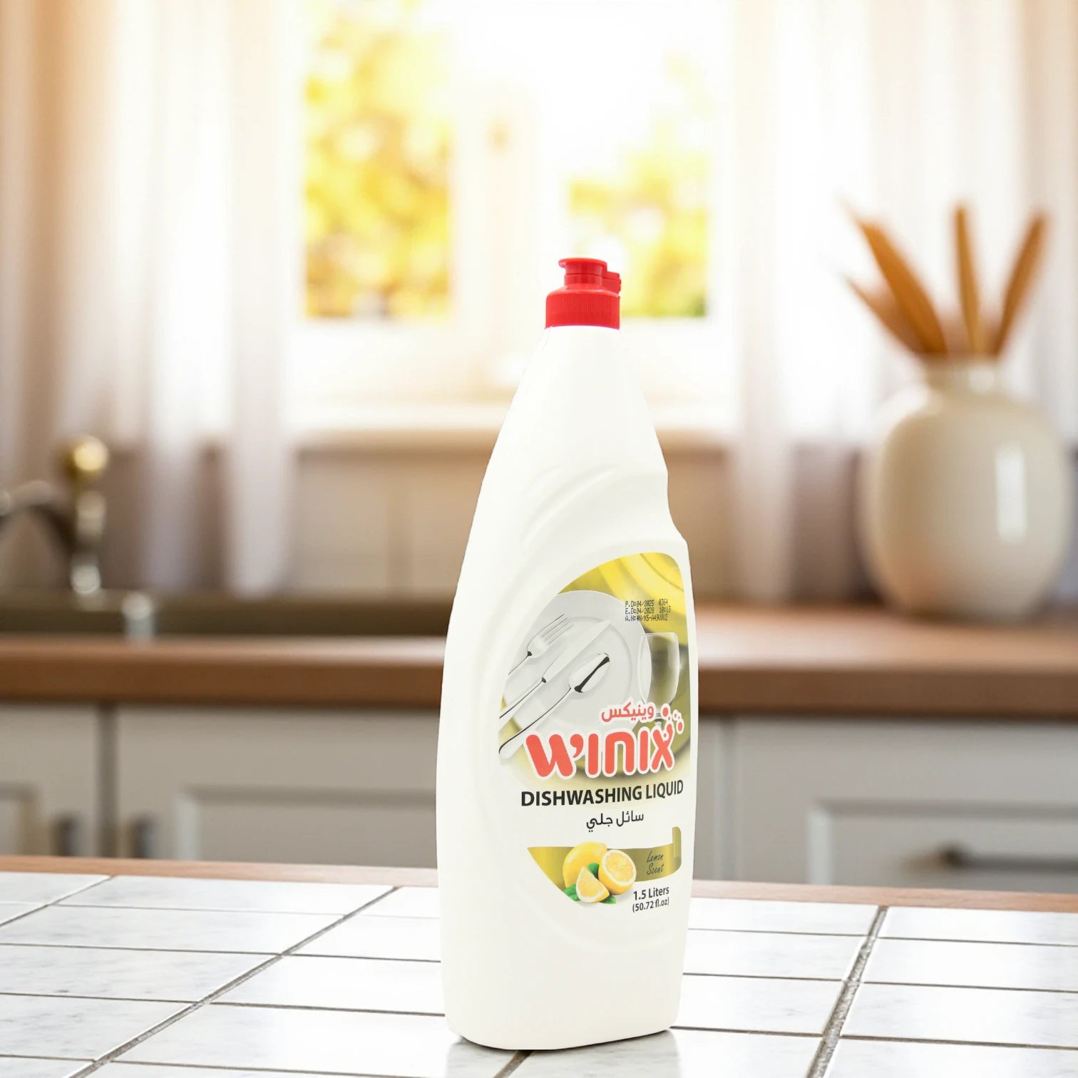 W’nix Dishwashing Liquid – Lemon Scent – Powerful Grease-Cutting – 1.5 Liters – Long-Lasting Suds – Gentle on Hands - Damoo