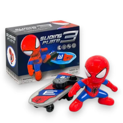 Spiderman Sliding Skating Plate Toy with Lights & Music | Omni-Directional Action Figure for Kids 3+ - Damoo