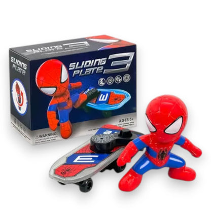 Spiderman Sliding Skating Plate Toy with Lights & Music | Omni-Directional Action Figure for Kids 3+