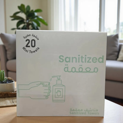 Sanitized Towels – 20 Mini Towels | Individually Wrapped Antibacterial Wet Wipes for Hand & Surface Cleaning, Hygiene & Travel Use - Damoo