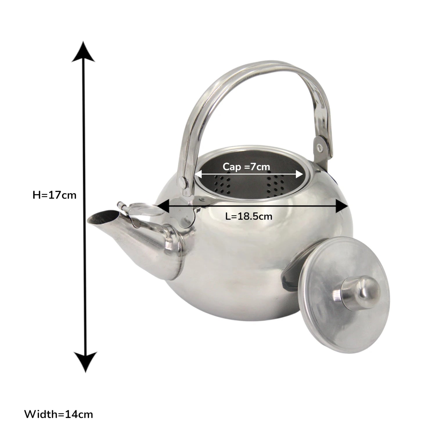 FAS Stainless Steel Tea Kettle with Removable Infuser Basket – 14cm Small Size Water Boiler – Durable Mirror Finish Teapot with Lid & Handle – Rust-Resistant, Easy to Clean, Ideal for Home, Office, Camping - Damoo