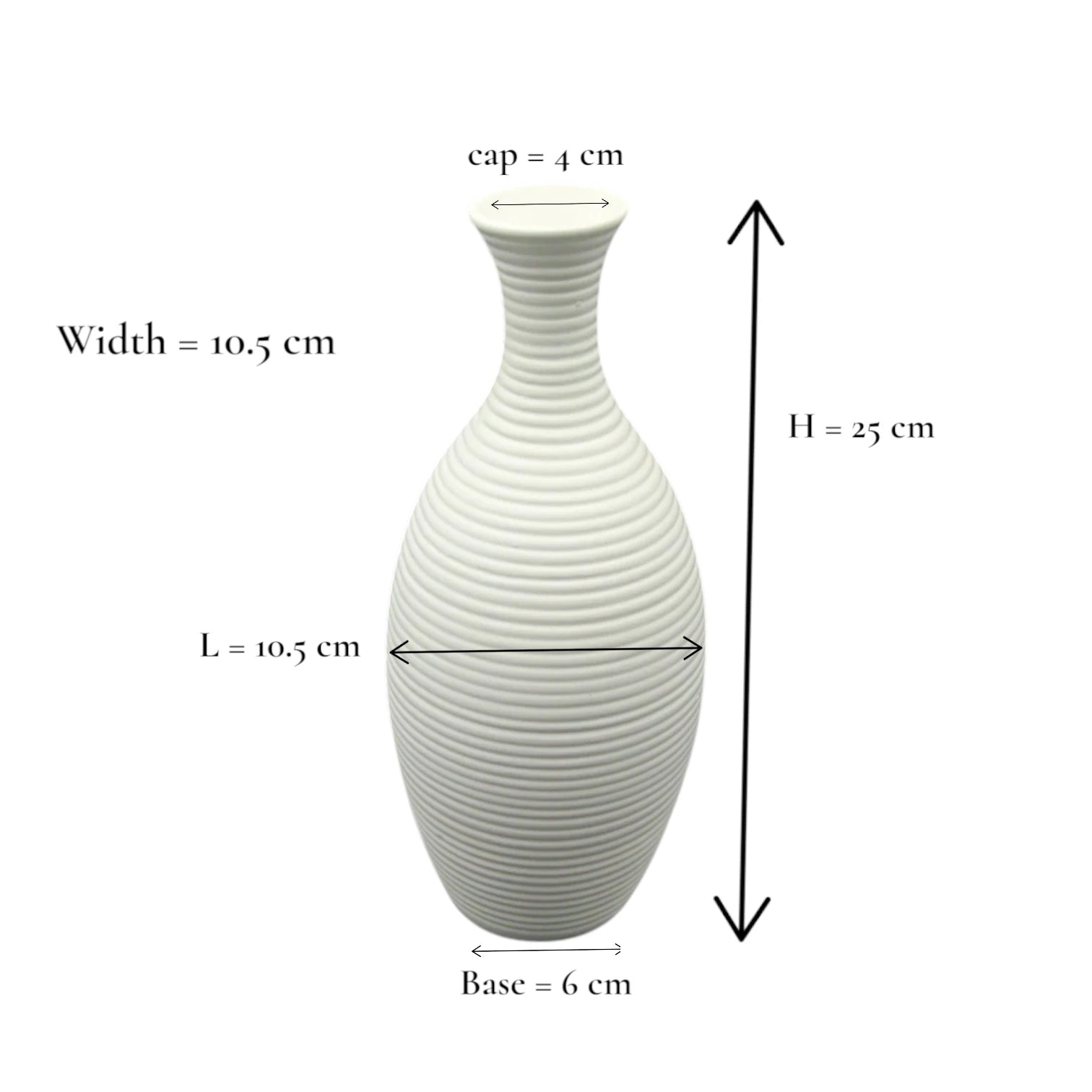 Damoo White Textured Ceramic Vase – Tall Minimalist Decorative Vase for Faux Floral Arrangements, Dried Flowers| Elegant Modern Accent for Home, Office, or Entryway Decor - Damoo
