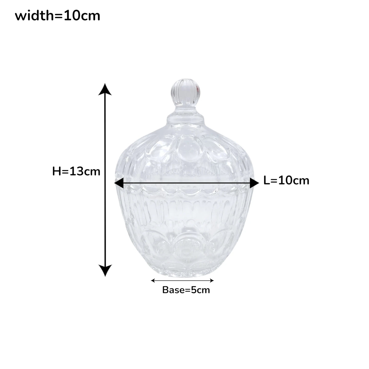 Yesink Decorative Glass Jar with Lid | Elegant Crystal Candy Jar for Sweets, Nuts, or Sugar | Premium Clear Storage Bowl with Textured Design