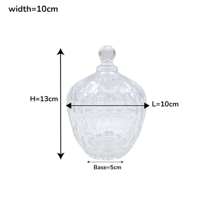 Yesink Decorative Glass Jar with Lid | Elegant Crystal Candy Jar for Sweets, Nuts, or Sugar | Premium Clear Storage Bowl with Textured Design