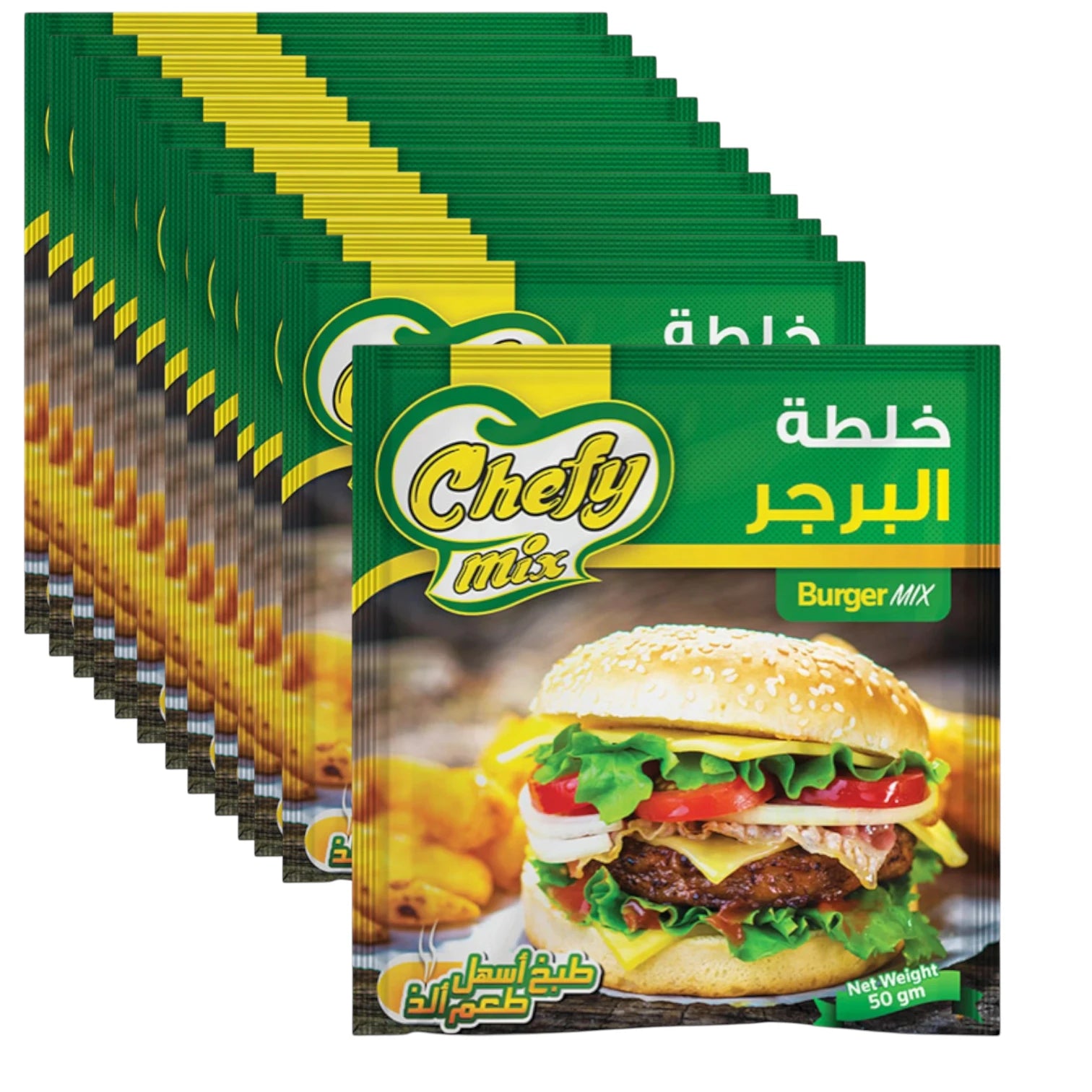 Chefy Mix Burger Mix 12 Pieces x 50g – Flavorful Spice & Herb Blend for Authentic Burger Taste | Easy to Use, Compact Pack