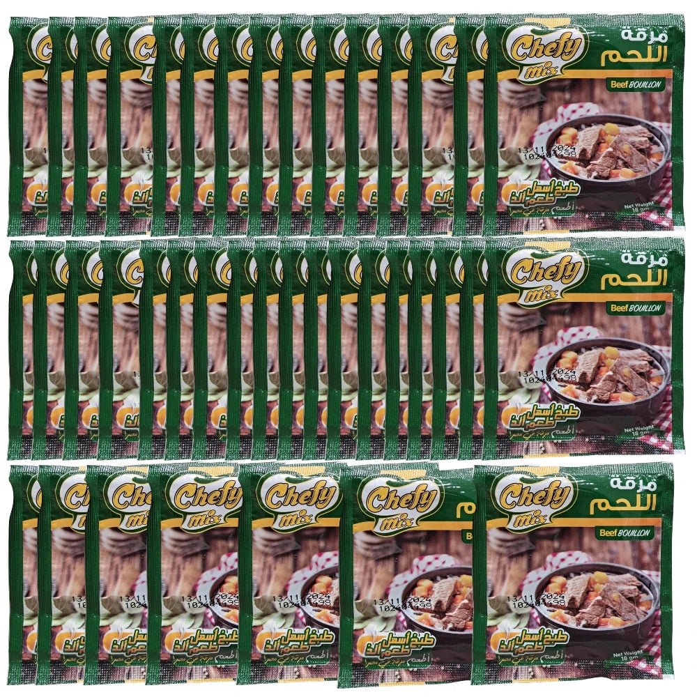 Chefy Mix Beef Bouillon 40 Pieces x 18g – Granulated Beef Stock Seasoning with Natural Flavors | Ideal for Soups, Stews & Meat Dishes