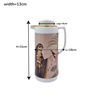 Simba Mkubwa Original Thermos Flask  | Premium Insulated Hot & Cold Beverage Server | Arabic Heritage Design with Gold Finish Lid