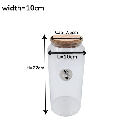 Lord & Lady Jar Glassware – Elegant Clear Glass Storage Jar with Airtight Wooden Lid | Premium Kitchen Organizer for Coffee, Sugar, Spices & Dry Foods