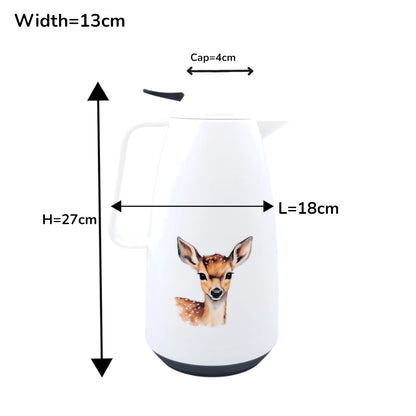 Crystal House Vacuum Flask with Deer Design | Double-Wall Insulated Thermos | Leakproof & Heat Retaining Carafe for Hot or Cold Beverages - Damoo
