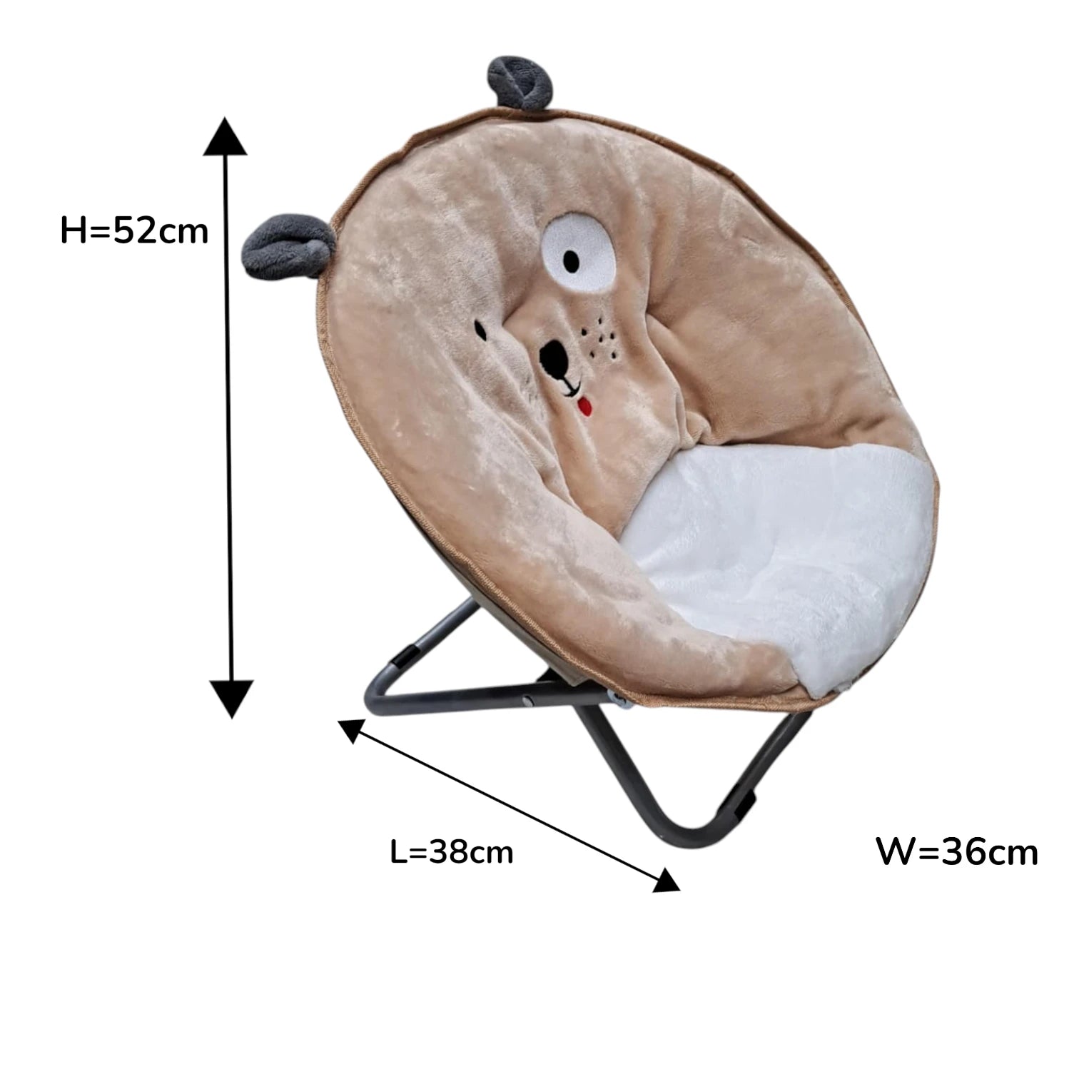 Kids Moon Camping Chair with Soft Velvet Cushion Padding – Foldable Portable Toddler Lounge Chair with Sturdy Metal Frame, Fun Animal Design, Easy to Clean, Lightweight & Comfortable Seat for Boys and Girls Ages 3–6
