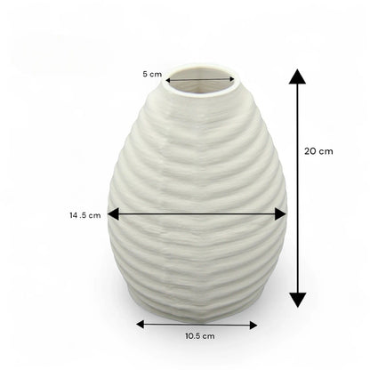 Modern Damoo White Textured Flower Vase  – Elegant Home & Office Décor Accent - Damoo
