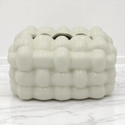 White Bubble Cloud Tissue Box | Stylish & Minimal Tissue Holder for Home, Car, Office, and More - Damoo