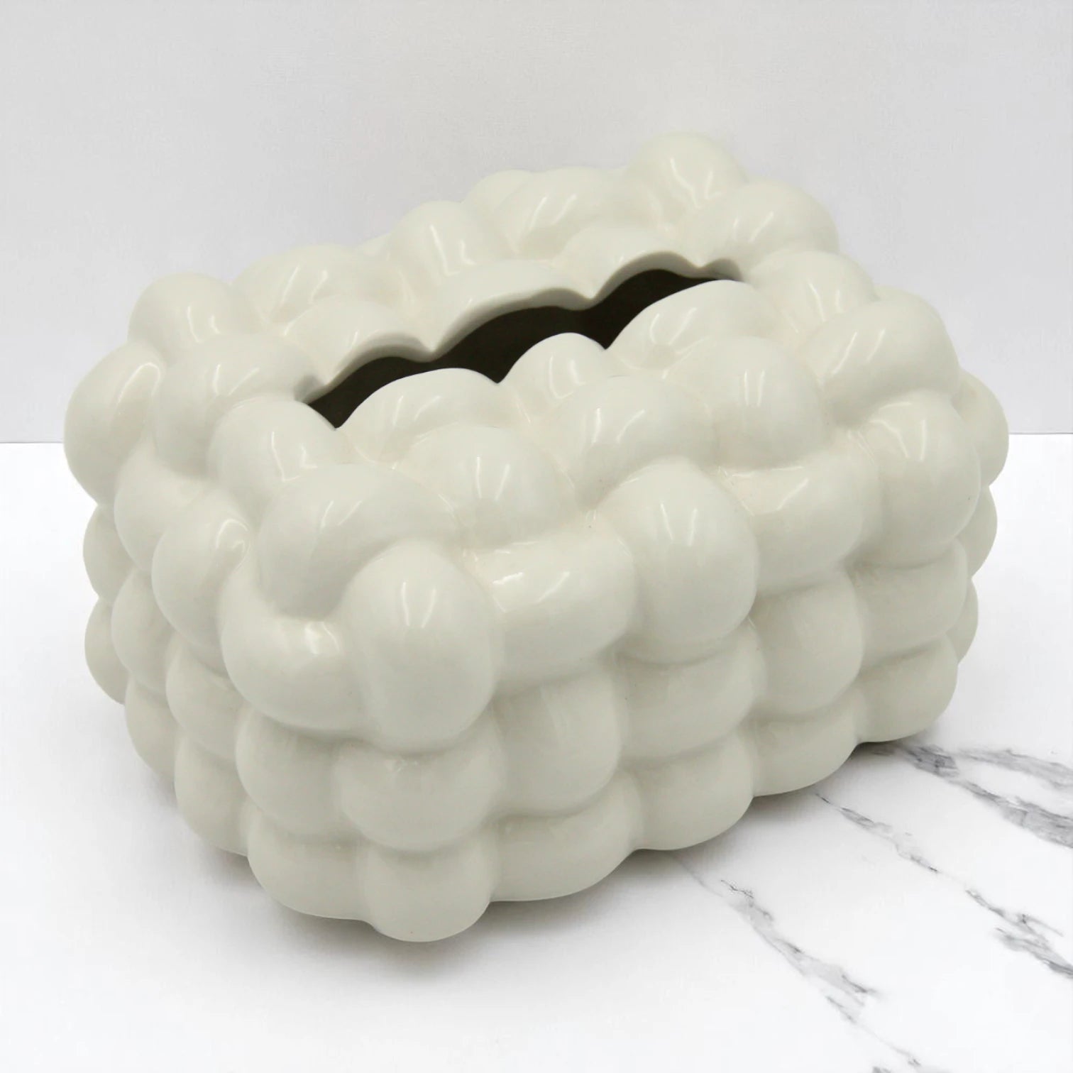 White Bubble Cloud Tissue Box | Stylish & Minimal Tissue Holder for Home, Car, Office, and More - Damoo