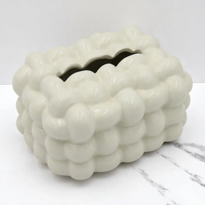 White Bubble Cloud Tissue Box | Stylish & Minimal Tissue Holder for Home, Car, Office, and More - Damoo