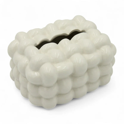 White Bubble Cloud Tissue Box | Stylish & Minimal Tissue Holder for Home, Car, Office, and More - Damoo