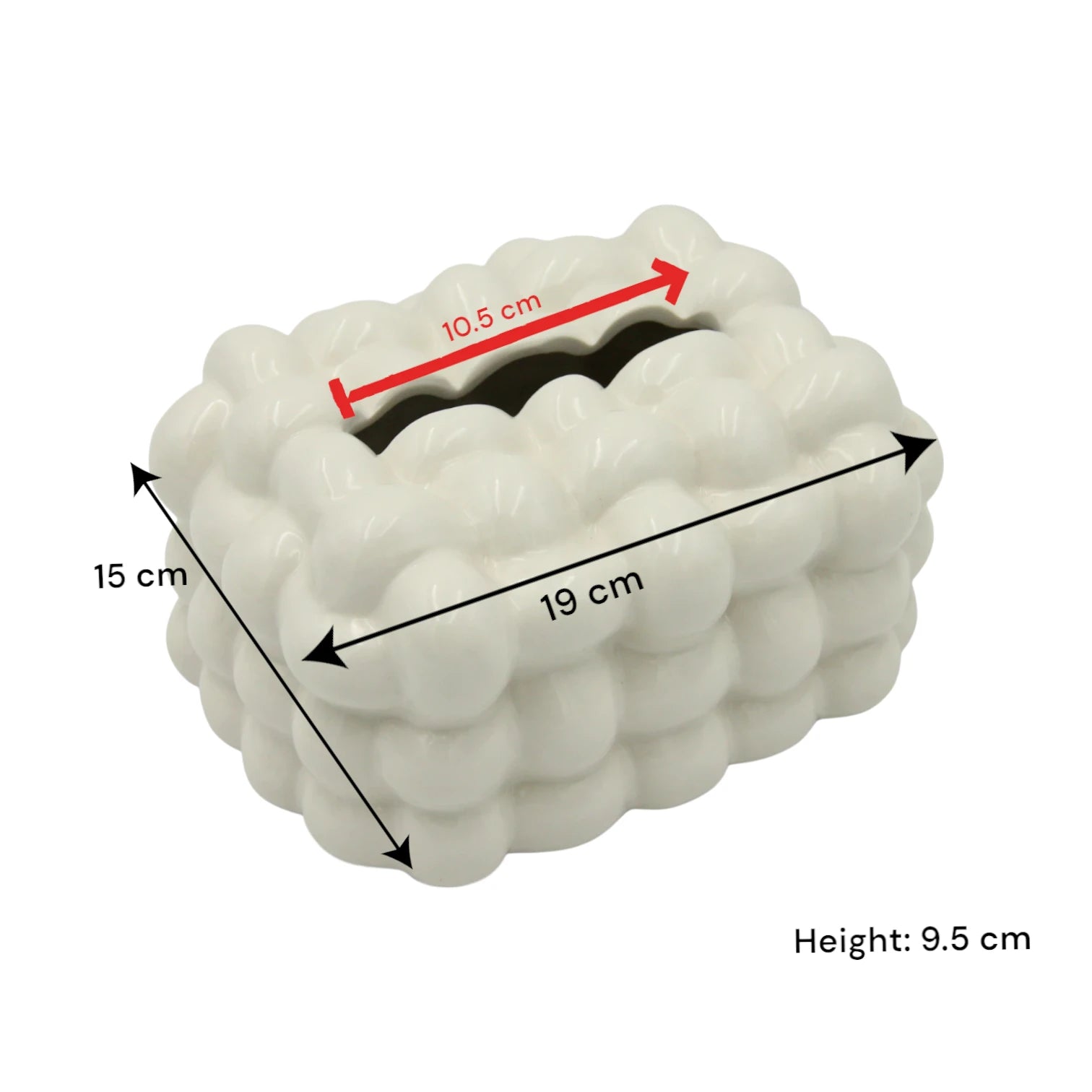 White Bubble Cloud Tissue Box | Stylish & Minimal Tissue Holder for Home, Car, Office, and More - Damoo