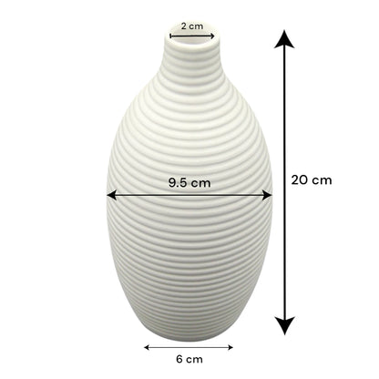White Ceramic Flower Vase – Minimalist Matte Vase for Modern Home Décor, Centerpieces & Fresh or Dried Floral Arrangements - Damoo