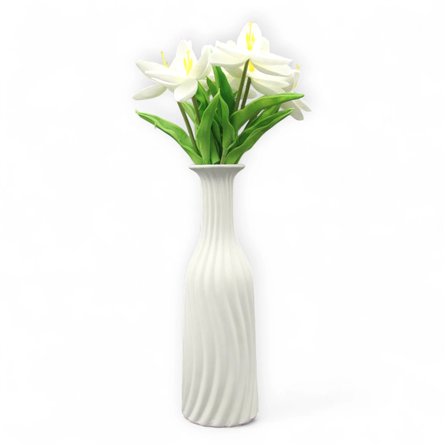 White Ceramic Minimalist Flower Vase – Modern Decorative Vase for Living Room, Office, or Wedding Centerpieces - Damoo