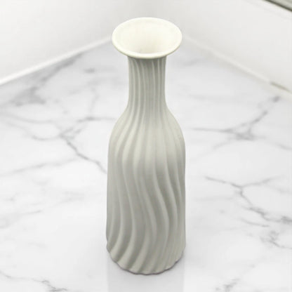 White Ceramic Minimalist Flower Vase – Modern Decorative Vase for Living Room, Office, or Wedding Centerpieces - Damoo