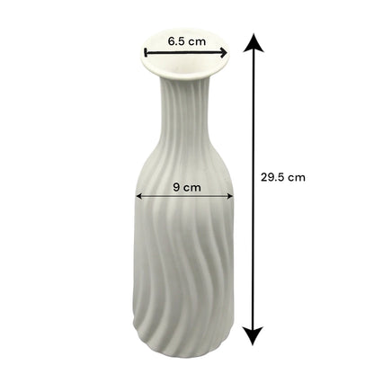 White Ceramic Minimalist Flower Vase – Modern Decorative Vase for Living Room, Office, or Wedding Centerpieces - Damoo