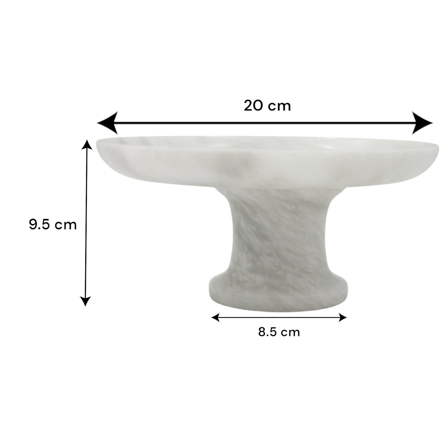 White Marble-Style Round Serving Plate on Stand – Modern Stone-Look Cake Stand for Kitchen, Dining Table & Living Room - Elegant Display Tray for Pastries, Fruits & Décor - Damoo