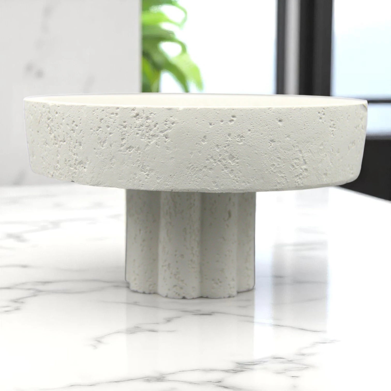 White Stone Decorative Bowl – Multipurpose Decorative Storage Bowl for Bathroom, Vanity, Kitchen & Countertop Organization - Perfect for Fruits, Candies, Towels, Soaps, Plants & More - Damoo