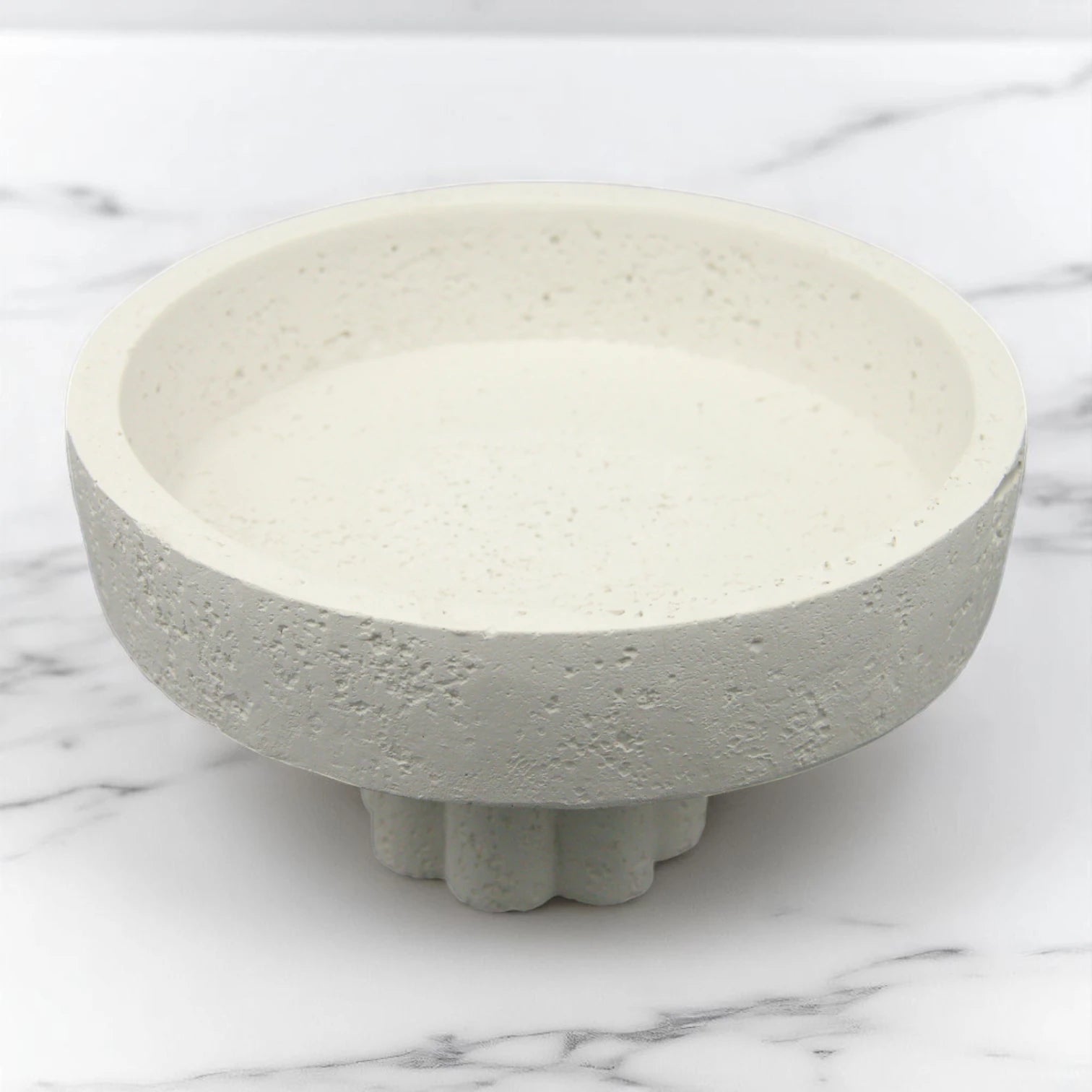 White Stone Decorative Bowl – Multipurpose Decorative Storage Bowl for Bathroom, Vanity, Kitchen & Countertop Organization - Perfect for Fruits, Candies, Towels, Soaps, Plants & More - Damoo