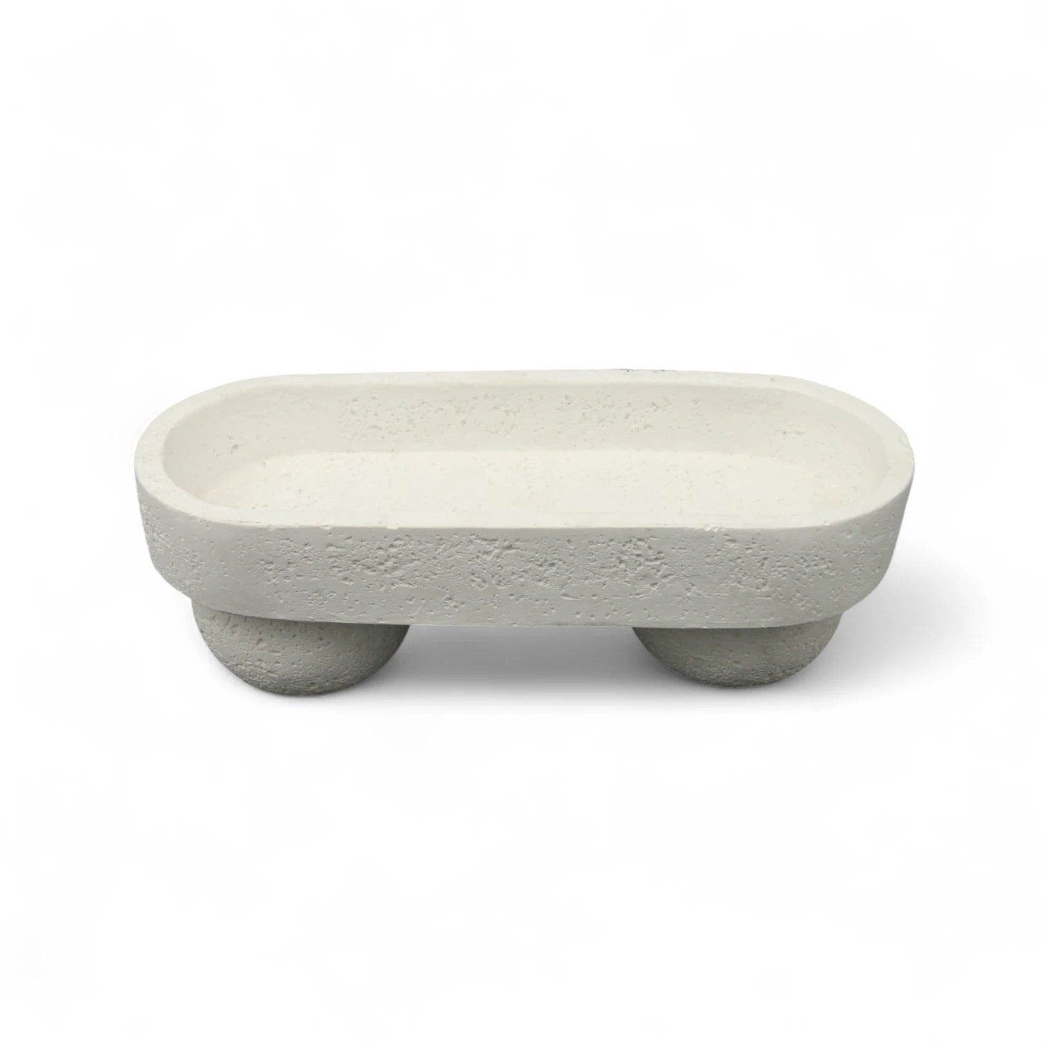 White Stone Oval Tray – Multipurpose Decorative Storage Tray for Bathroom, Vanity, Kitchen, Countertop Organization & Serving Fruits, Candies, Towels, Soaps, or Décor - Damoo