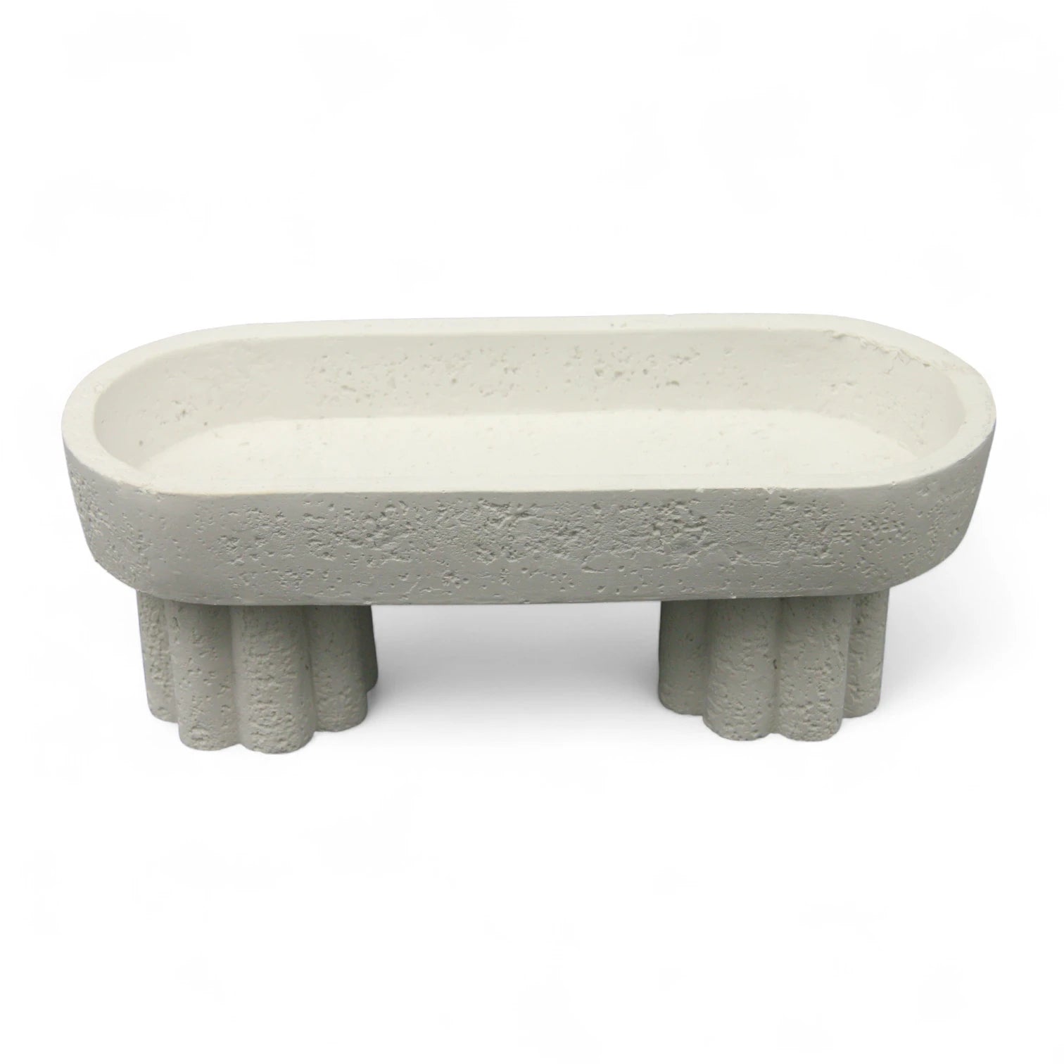 White Stone Oval Tray with Decorative Legs – Elevated Multipurpose Storage & Display Tray for Bathroom, Vanity, Kitchen & Countertops - Ideal for Soap, Candles, Towels, Fruits & More - Damoo