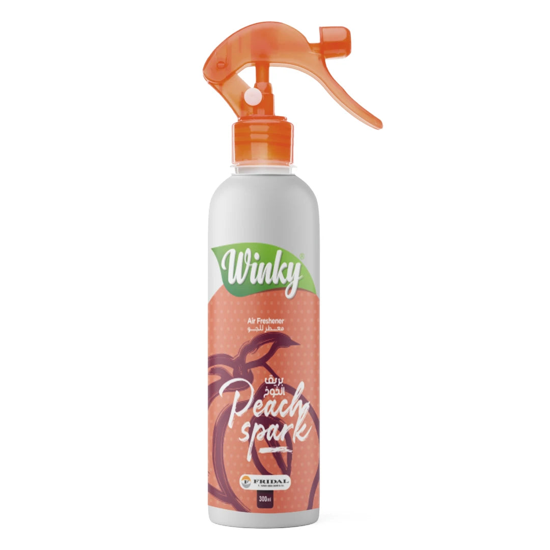 Winky Peach Spark Air Freshener Spray | 300ml | Long-Lasting Fragrance | Fruity Peach Scent | Odor Neutralizer for Home, Office & Car - Damoo