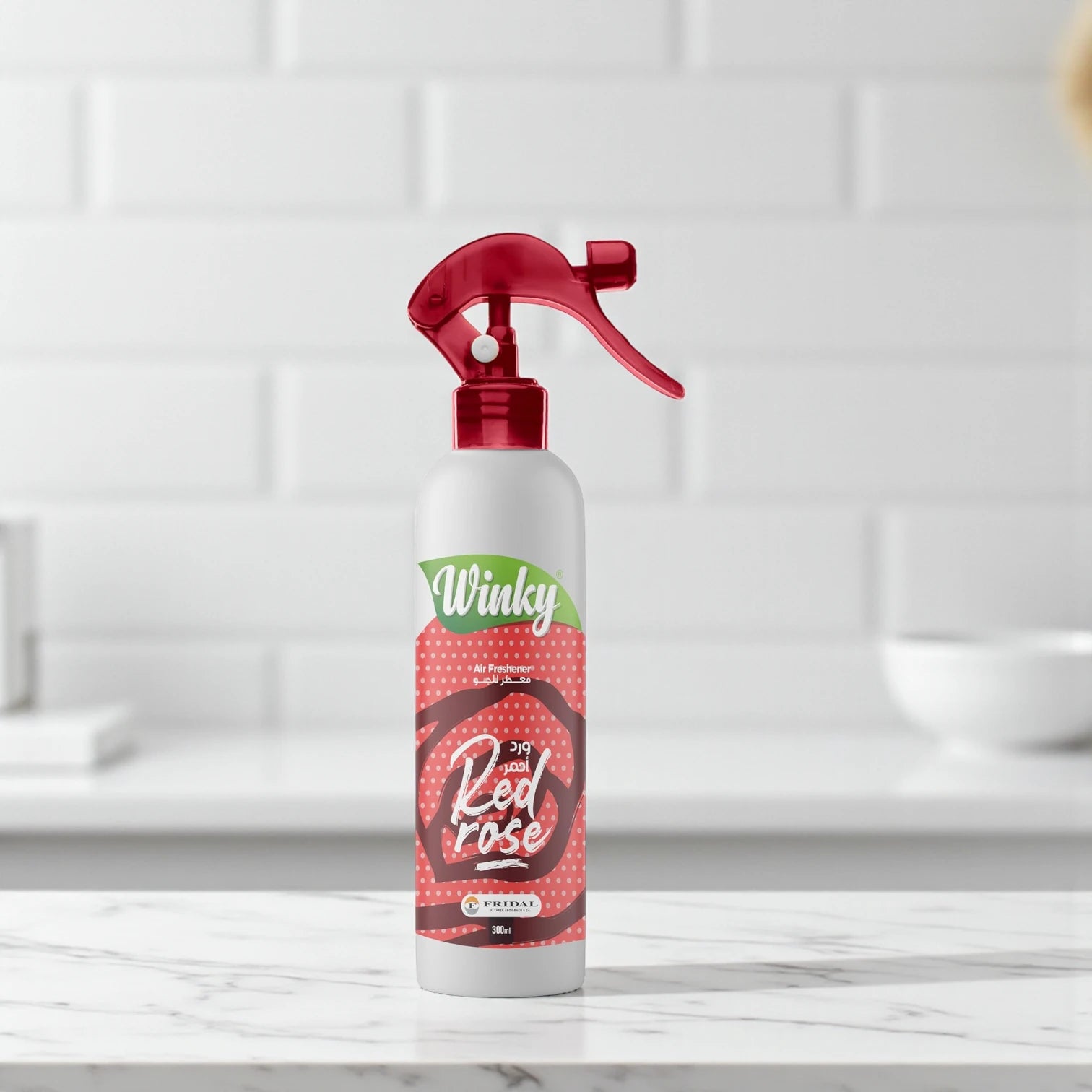 Winky Red Rose Air Freshener Spray – 300ml – Long-Lasting Floral Scent for Home – Natural Ingredients, Easy Indoor Odor Removal - Damoo
