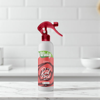 Winky Red Rose Air Freshener Spray – 300ml – Long-Lasting Floral Scent for Home – Natural Ingredients, Easy Indoor Odor Removal - Damoo