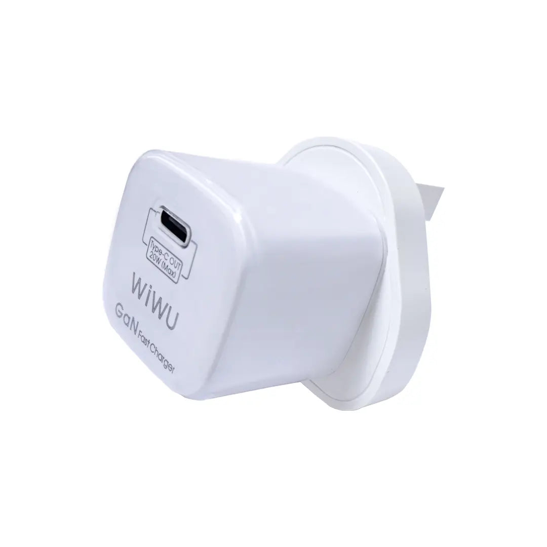 WIWU 20W PD USB-C Fast Charger UK Plug | Compact Smart Chip Adapter + Type-C to Type-C Cable - Damoo