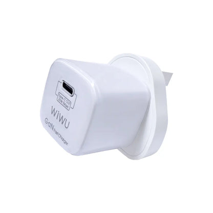 WIWU 20W PD USB-C Fast Charger UK Plug | Compact Smart Chip Adapter + Type-C to Type-C Cable - Damoo