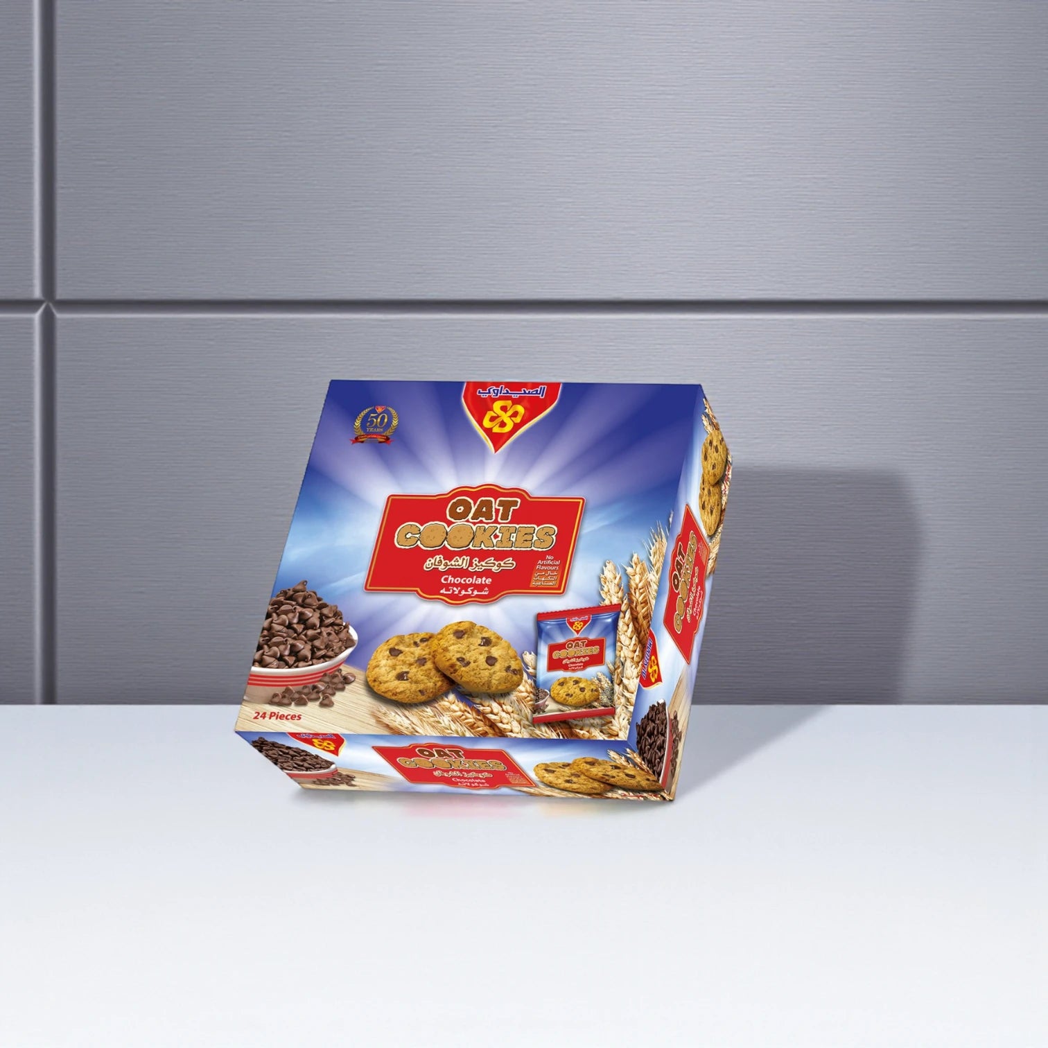 Al Seedawi Oat Cookies with Chocolate – Box of 24 Pieces | Healthy Wholegrain Snack with Chocolate Chips - Damoo