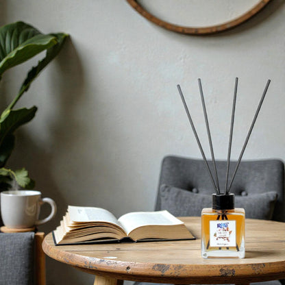 Rite Coffee Latte Reed Diffuser – Long-Lasting Home Fragrance with Decorative Glass Bottle – 100ml Room Freshener - Damoo