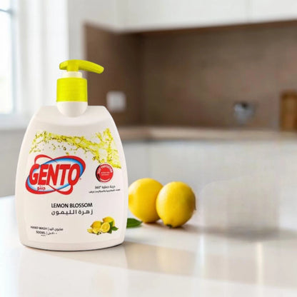 Gento Hand Wash 500ml, Antibacterial Liquid Soap with Moisturizing Protection, Multi Fragrance Options (Rose, Lemon Blossom, Honey Black Seed, Actifresh) - Damoo