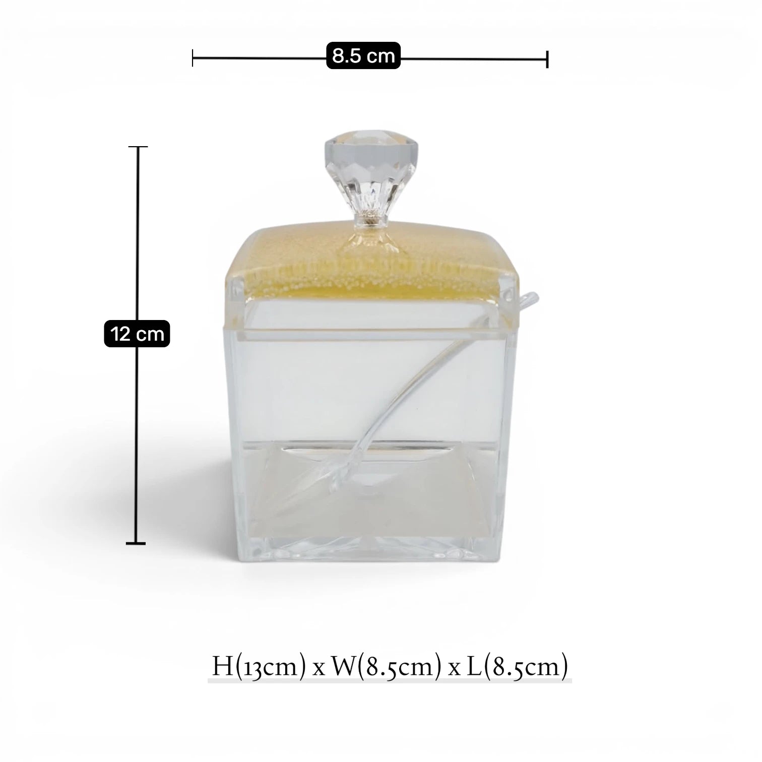 Acrylic Sugar Jar with Lid and Spoon, Clear Storage Container for Candy Condiments Spices, Decorative Kitchen Organizer, Available in 2 Designs - Damoo